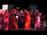 Rajasthani women performing traditional dance during Holi celebration