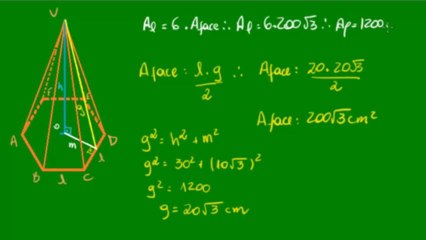 04 - Pirâmide hexagonal regular - áreas e volume - parte 2