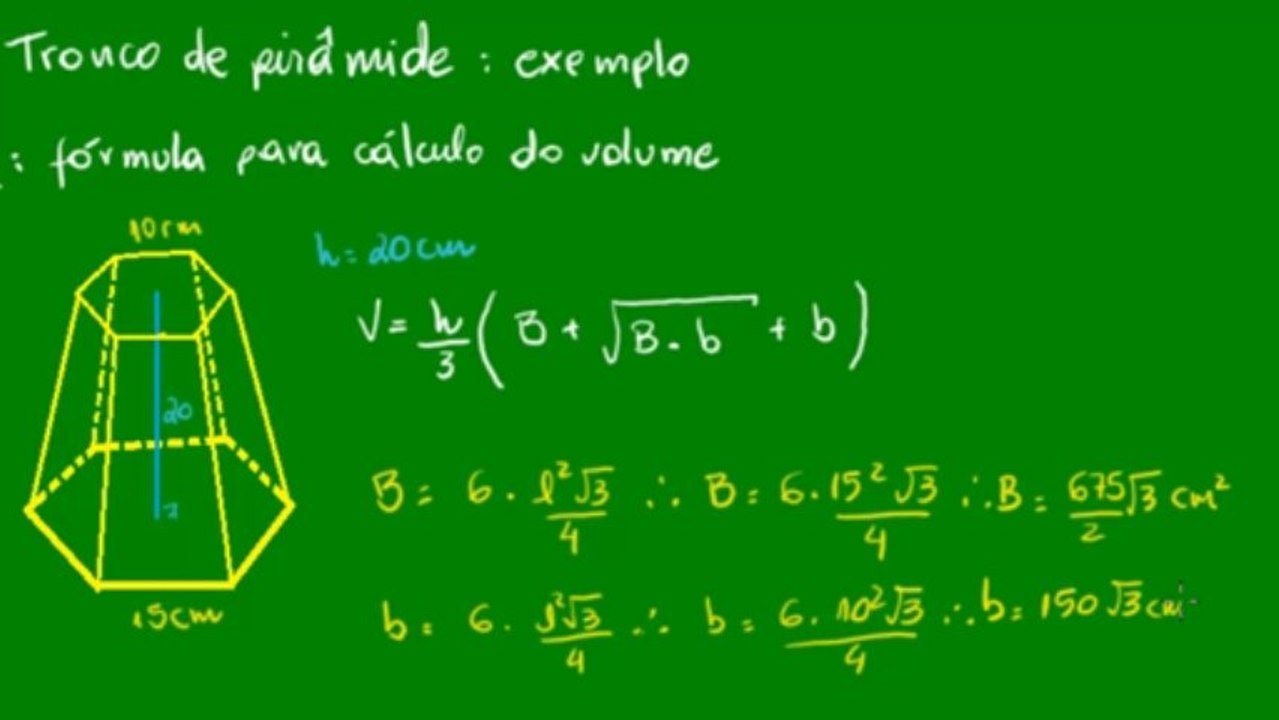 16 - Tronco de pirâmide - aplicação direta da fórmula do volume