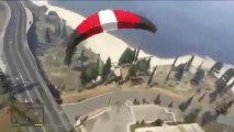GTA 5 gameplay parachuting off the mountian more fun in los santos NO SPOIL