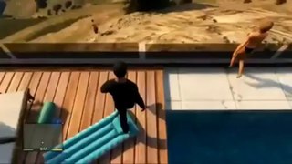 GTA 5 gameplay fight action and blood  swiming pool NO SPOIL