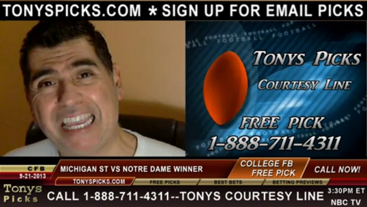 Notre Dame Fighting Irish vs. Michigan St Spartans Pick Prediction NCAA College Football Odds Preview 9-21-2013