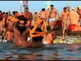 Naga Sadhus Bathe At The Ardh Kumbh Mela in 2007