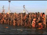 Hindu Naga Sadhu gather to take a holy dip in river Ganges - Ardh Kumbh, 2007