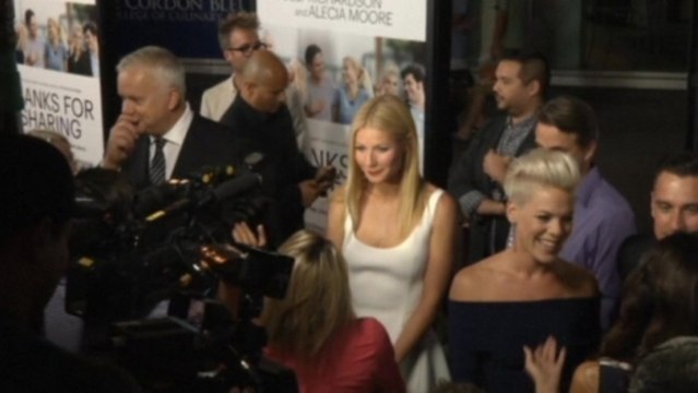 Paltrow and Robbins share red carpet at Thanks for Sharing