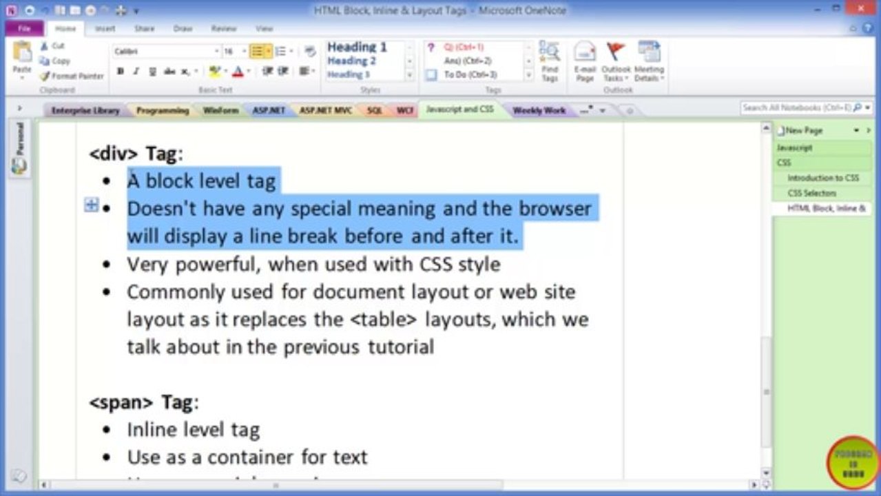 Part 8 - HTML Block, Inline and Layout tags In Urdu