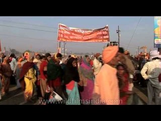 A guru sits in his tractor-drawn chariot - Ardh Kumbh Mela, 2007
