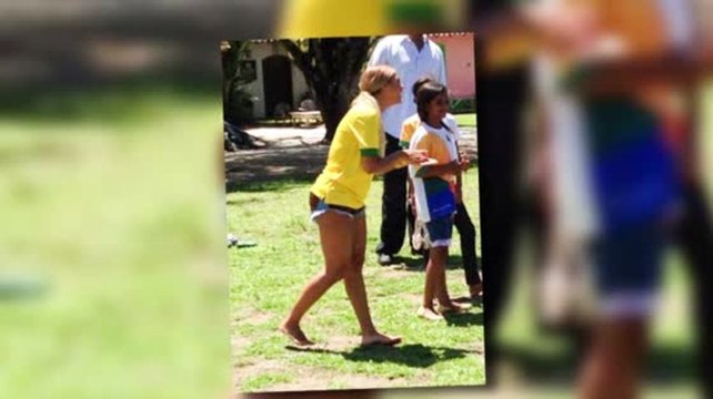Beyoncé Removes Her Huge Earrings to Play Barefoot Soccer in Brazil