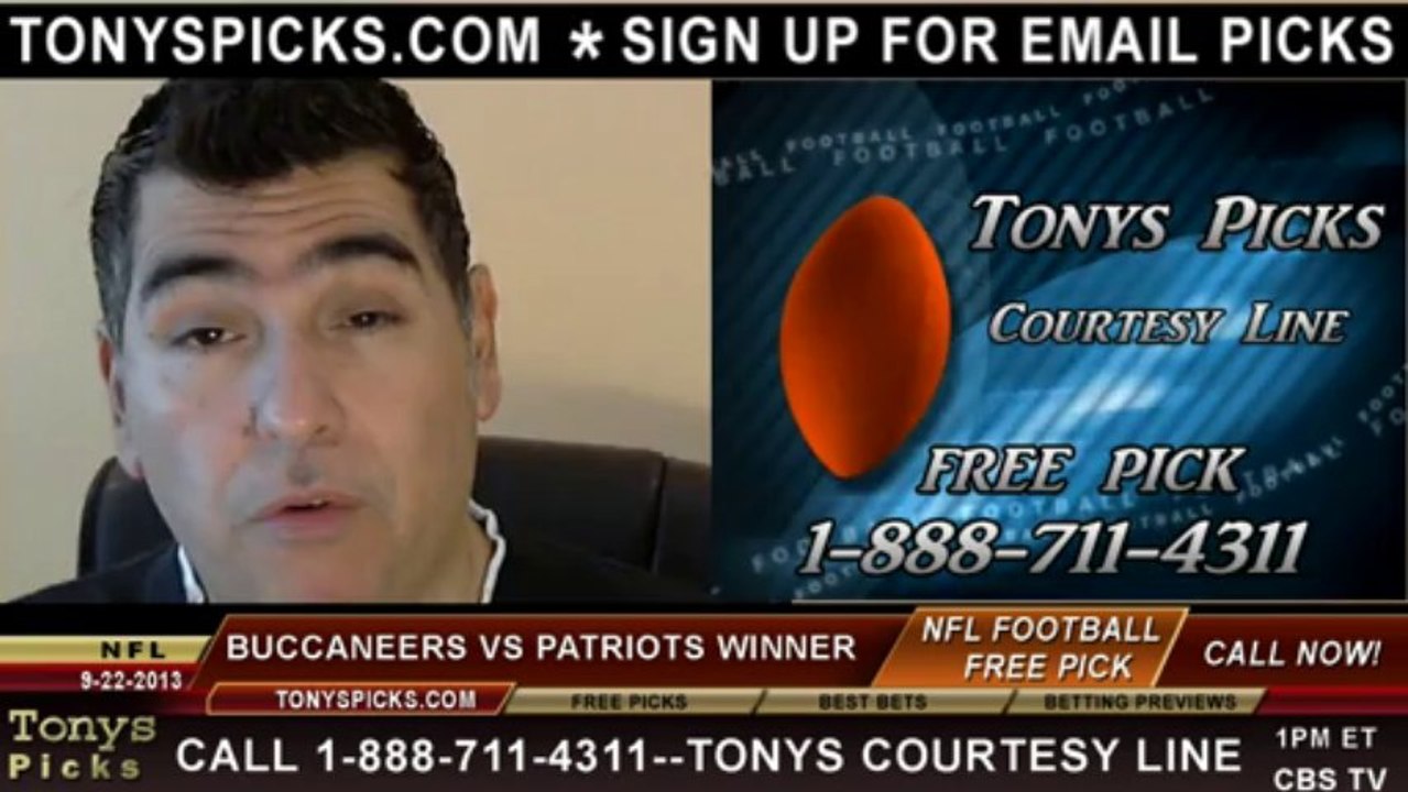 New England Patriots vs. Tampa Bay Buccaneers Pick Prediction NFL Pro Football Odds Preview 9-22-2013