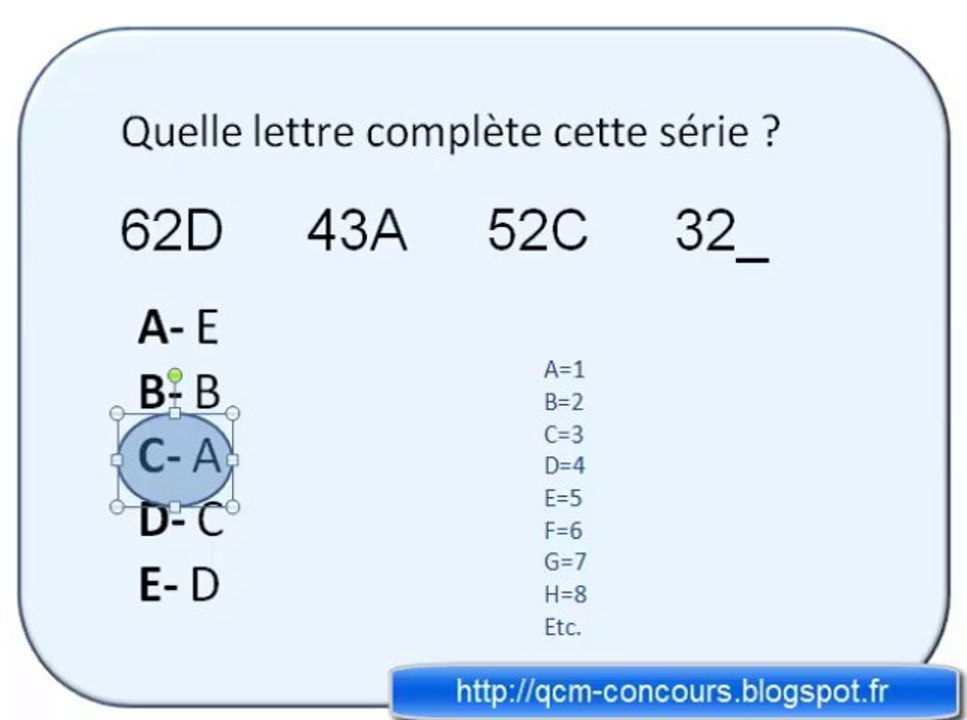 Test alphanumérique. Concours de la fonction publique...