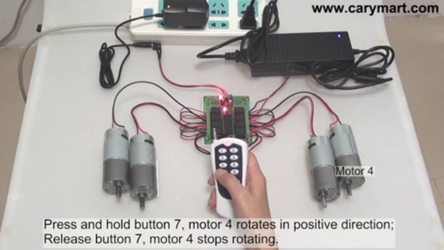 8-Channel RF Remote Control Kit Controls 4 DC Motors