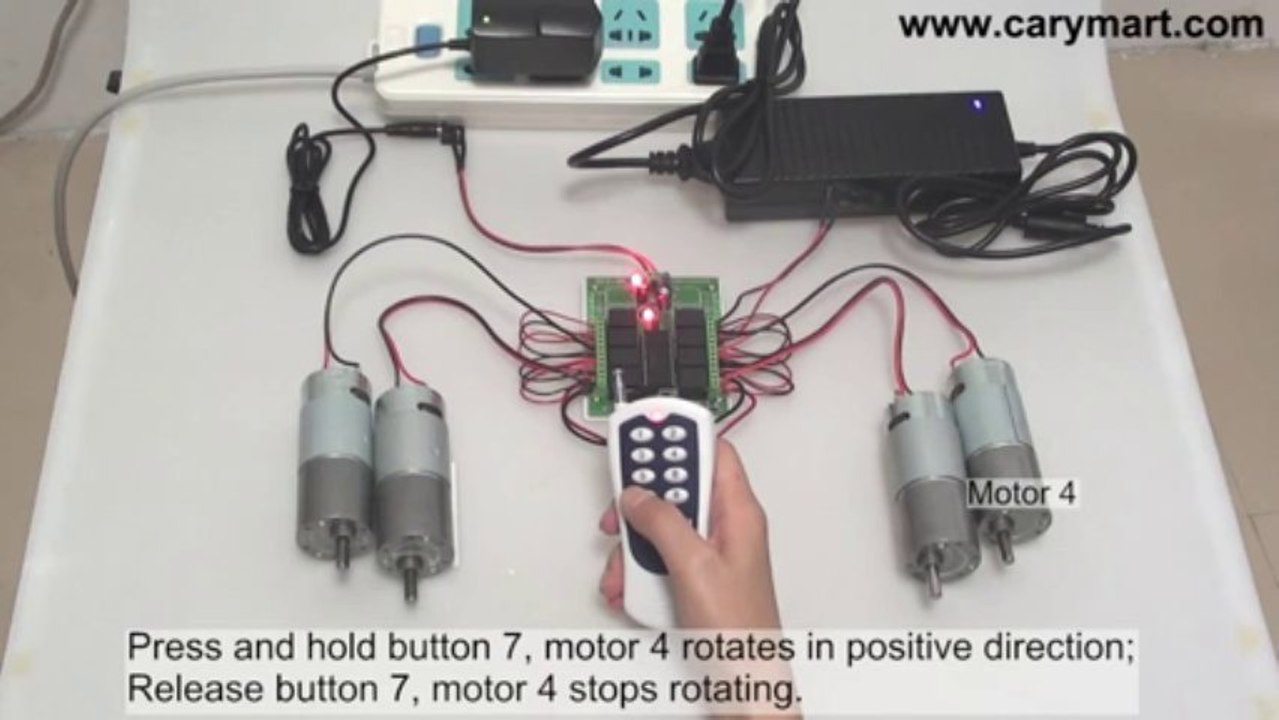 8-Channel RF Remote Control Kit Controls 4 DC Motors