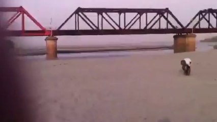Power Hill playing cricket inside the river Chenab Gujrat Pakistam