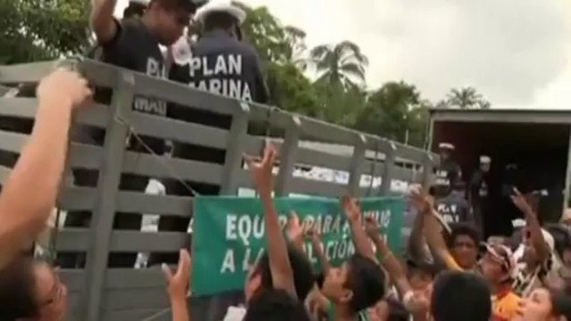 Crocodile roams flooded Acapulco street