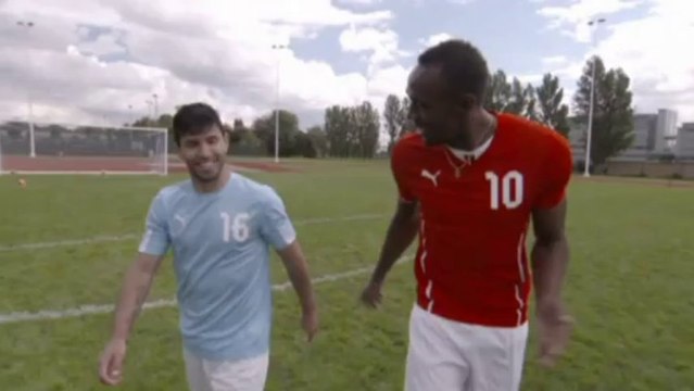 Usain Bolt vs. Sergio Aguero: Sprinter trains City striker