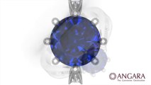Round Sapphire and Diamond Tapered Shank Ring
