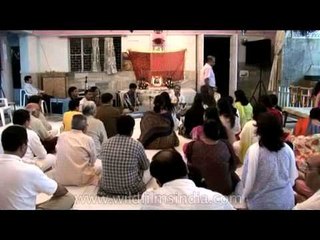 Devotees listening to Rock satsang