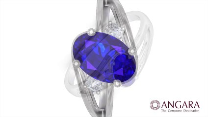 Oval Tanzanite and Round Diamond Split Shank Ring
