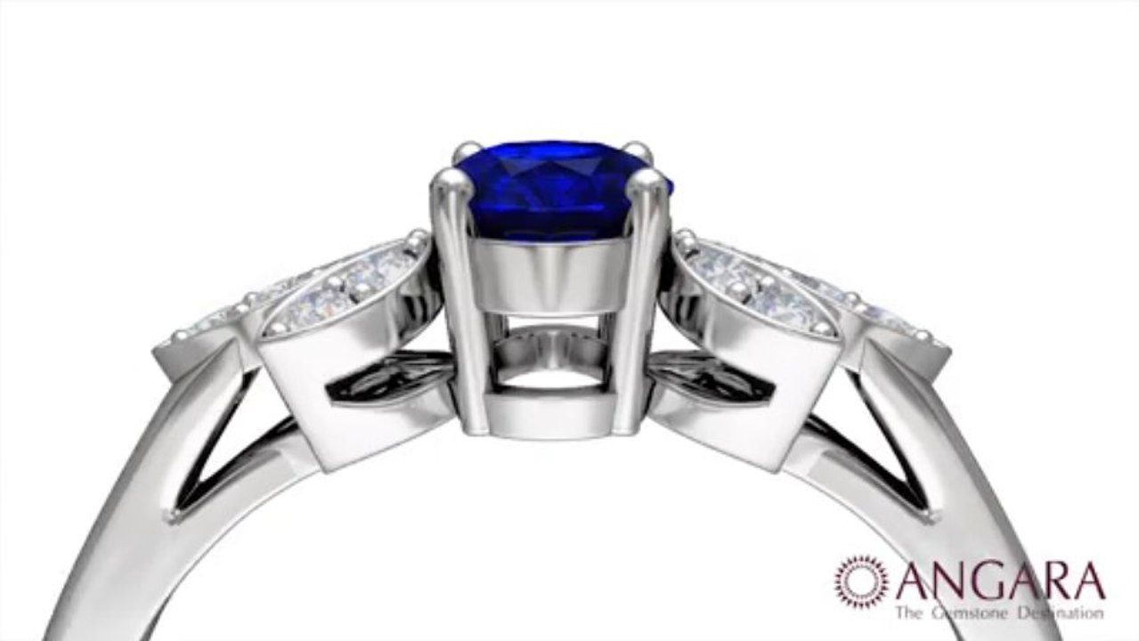 Oval Sapphire and Round Diamond Vintage Ring