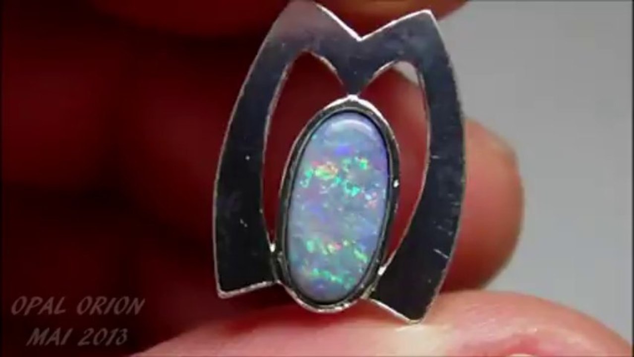 AAB26 - BIJOU OPAL ORION - PENDENTIF ARGENT 925 ET OPALE NOIRE AUSTRALIE L. RIDGE