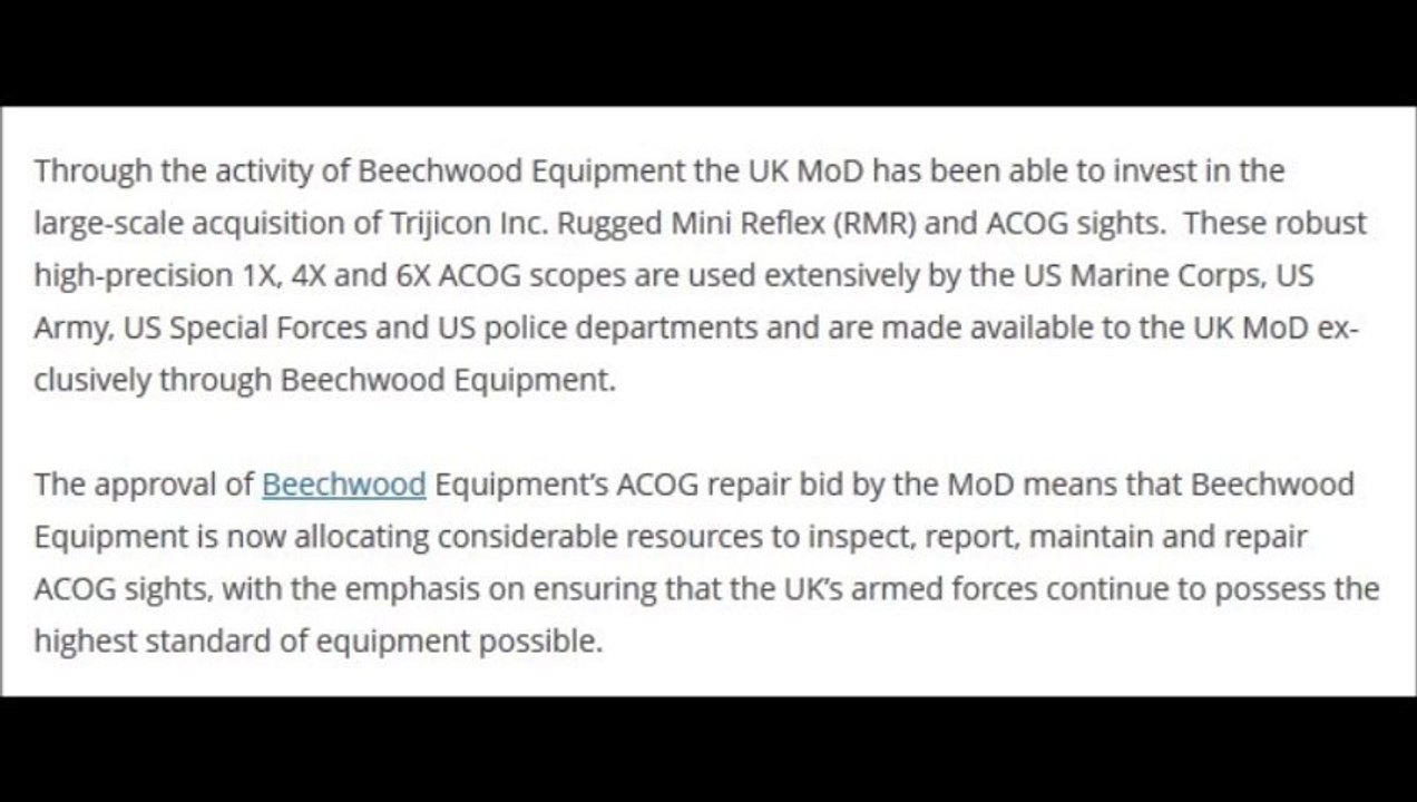 Beechwood Equipment - Weapon sights contract