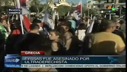 Manifestación para rechazar asesinato de Pavlos Fyssas en Grecia