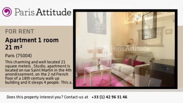 Studio Apartment for rent - Centre George Pompidou, Paris - Ref. 8967