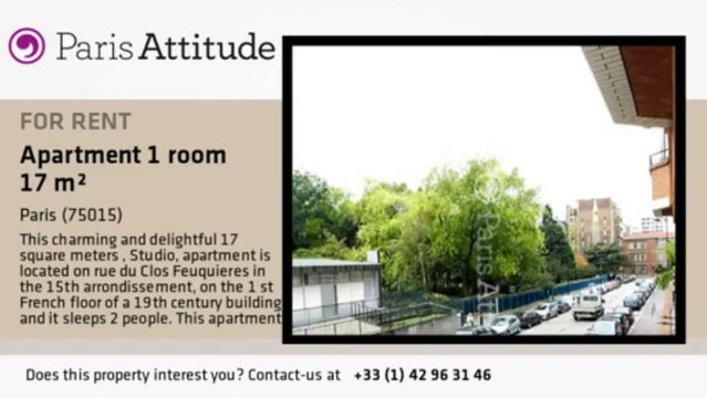 Studio Apartment for rent - Convention, Paris - Ref. 8928