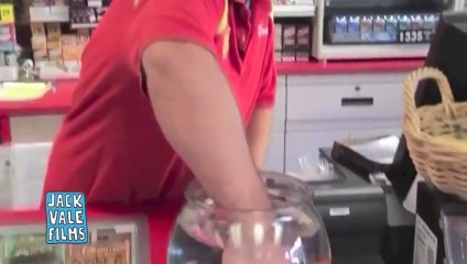 Employee Eats LIVE Goldfish PRANK!
