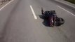 Motorcycle rider crashed on Highway because of speed.... And bad driving!!