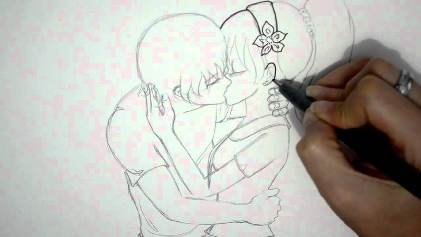 Como Dibujar Una Pareja Anime Besandose Dibujo De Amor Video