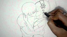 COMO DIBUJAR UNA PAREJA ANIME BESANDOSE (DIBUJO DE AMOR)