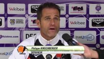 Conférence de presse FC Istres - Stade Lavallois (3-0) : José  PASQUALETTI (FCIOP) - Philippe  HINSCHBERGER (LAVAL) - 2013/2014
