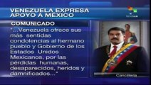 Venezuela se solidariza con México tras paso de huracanes
