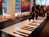 Phantom of the Opera on a floor piano keyboard