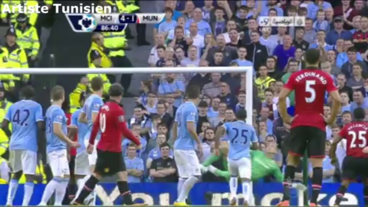 مانشستر سيتي - مانشستر يونايتد 4-1 هذف تذليل الفارق من واين روني