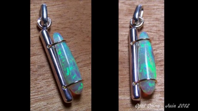 AAB08 - OPAL ORION - Bijou Pendentif Argent 925 - Or 18 carats et Opale Noire Australienne