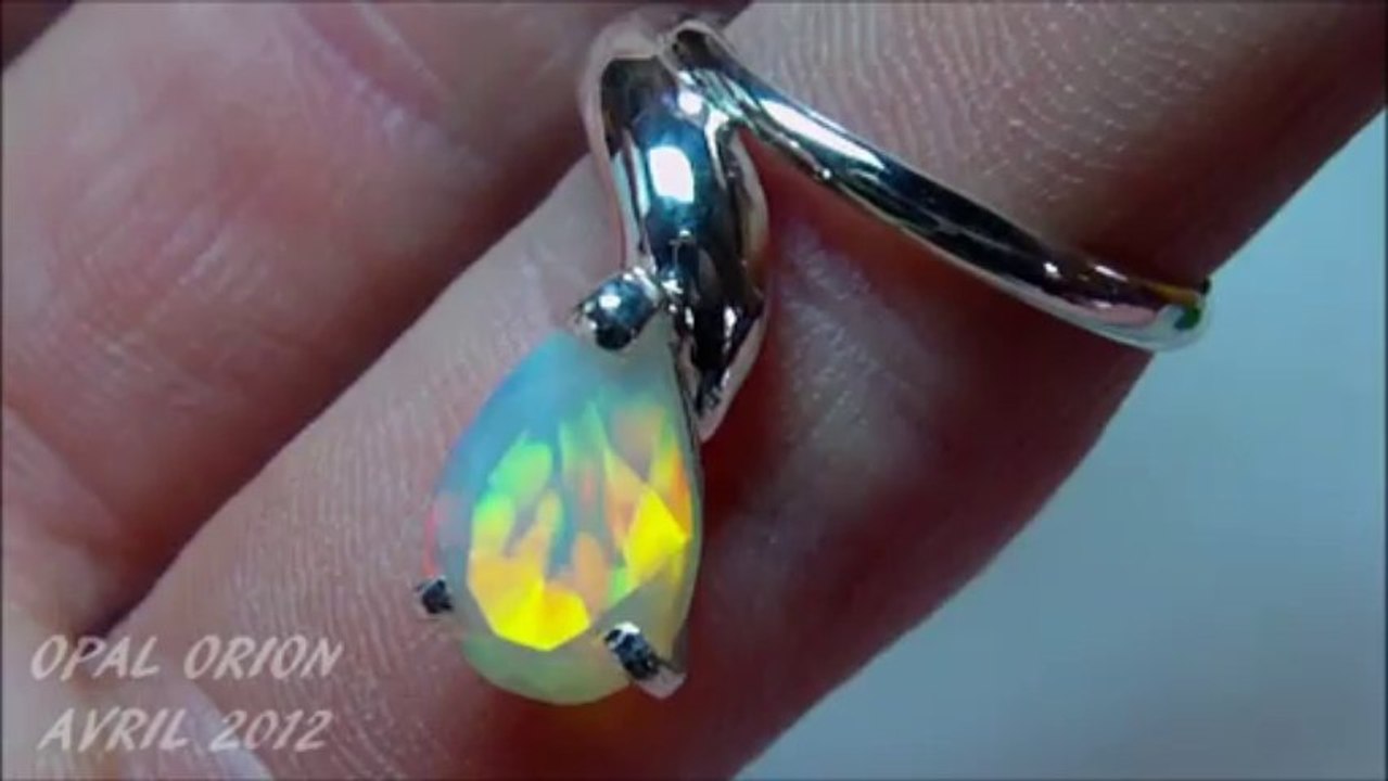 AAB02 - OPAL ORION - Bague Argent 925 & Opale Facettée Welo Ethiopie