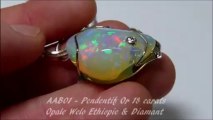 AAB01 - OPAL ORION - Pendentif Or 18 carats, Opale Welo Ethiopie & Diamant