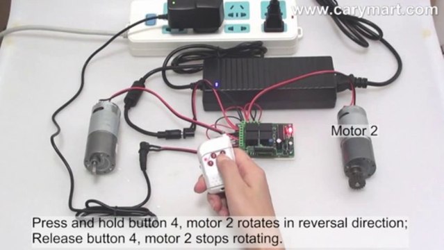 4-Channel Remote Control Switch Controls 2 Motors to Rotate in Positive and Reversal Direction