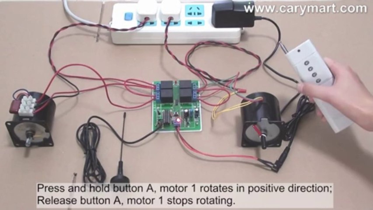 Long Range 4-Channel DC Remote Control Switch for 2 AC Motors' Rotation
