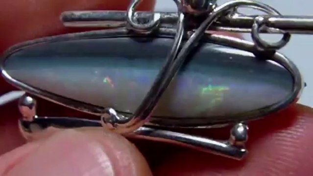 AB16 - Bijou Opal Orion - Broche argent opale noire Australie