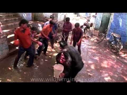 Boys enjoying Holi - Rajasthan