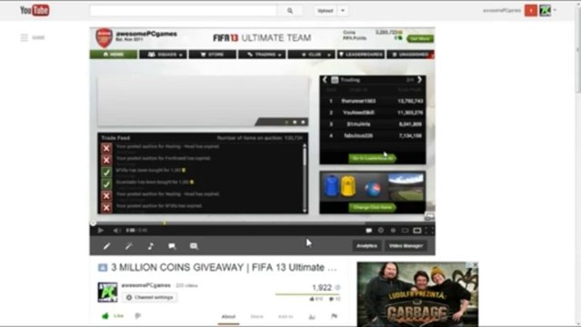 million coins giveaway results FIFA 13 Ultimate Team (24.09.2013)