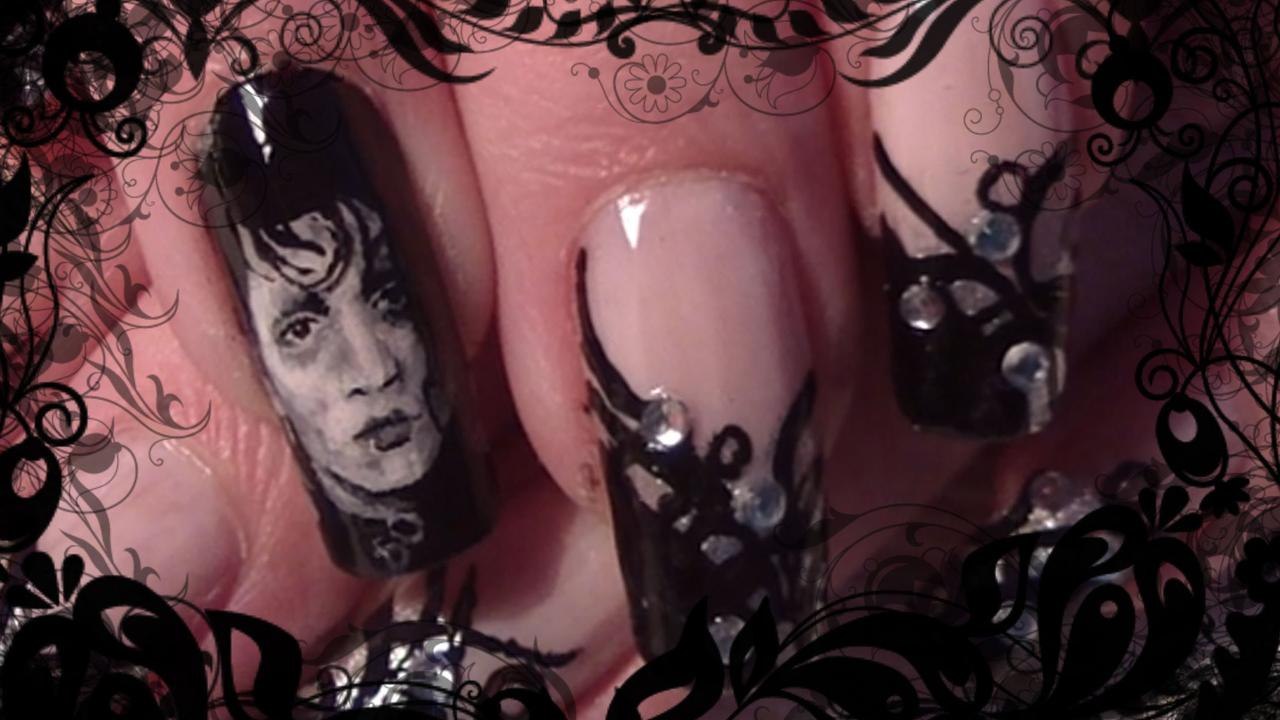 Johnny Depp; Edward Scissorhands inspired nail art
