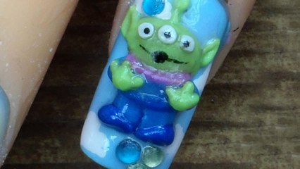 Toy Story *Cute Green Alien* 3D Acrylic Nail Art Design