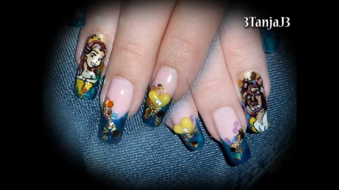 Disney Princess Belle *Beauty & The Beast* Nail Art Design