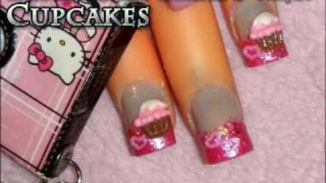 Sweets: *Birthday Party Cupcakes* 3D Acrylic Nail Art Design Tutorial