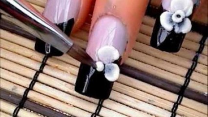 *Black & White* 3D Acrylic Nail Art Design