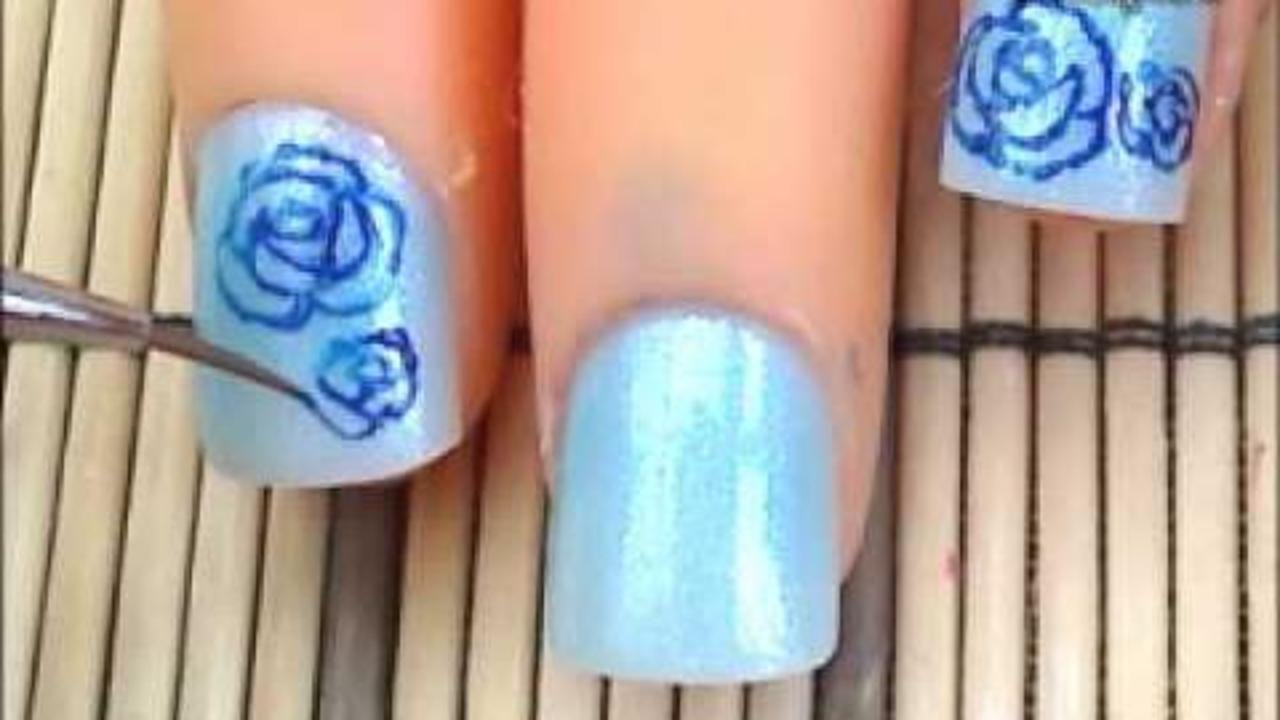 *Roses At Night* Nail Art Design Tutorial - Short Nails
